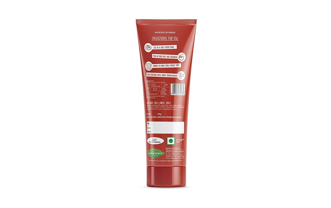 Wingreens Farms Schezwan Chilli Garlic Sauce    Tube  100 grams